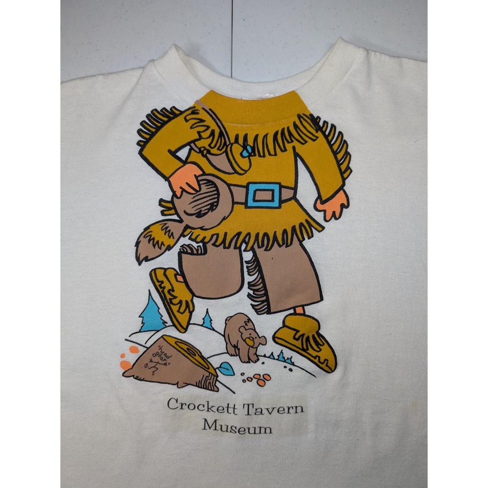 Vintage Davy Crocket Tavern Museum Kids Youth T Shirt Large Head Gear Tennessee - Picture 4 of 11